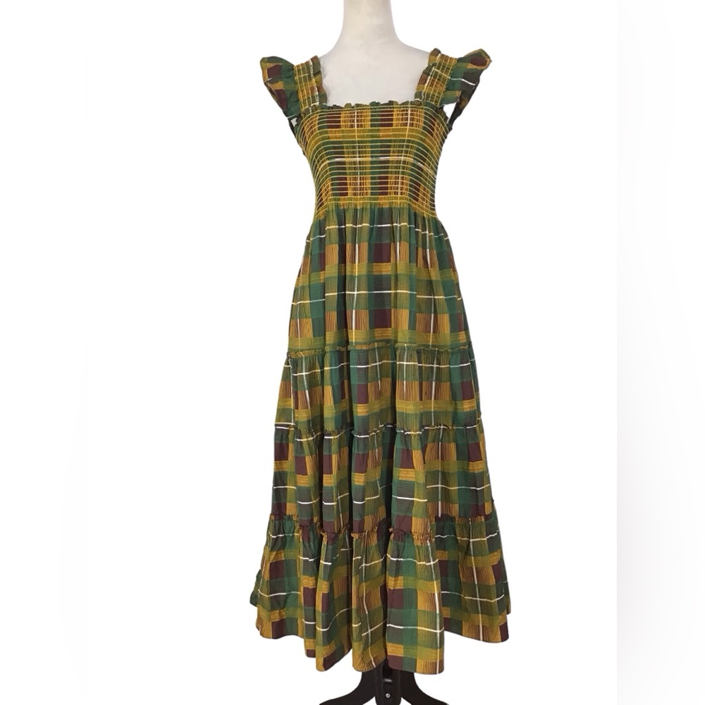 OPT Calypso Plaid Tiered Midi Dress